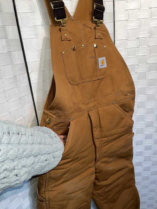 Carhartt Men's Duck Bib Overalls Size 32X34 Quilted Lining Double Knee - Picture 5 of 10